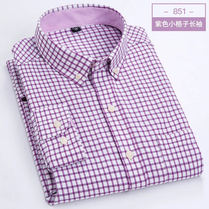 Men's Long-Sleeved Shirt Made of Oxford Fabric, Suitable for All Seasons, Trendy and Versatile, Perfect for Daily Office Wear.