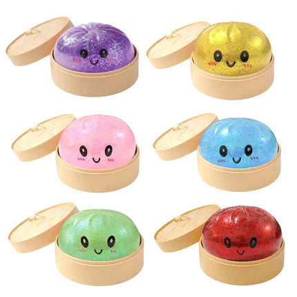 Glitter Dumpling Mystery Box: 6 Colors Random Stress Balls, Aesthetic Desktop Sensory Toy, Creative Office Fidget Gift