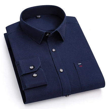 100% Pure Cotton Men's Shirts Long Sleeve Solid Soft Regular Fit Formal Dress Shirt Social Blouse Male Clothes 6XL 7XL