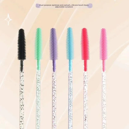 50pcs Crystal Silicone Eyelash Brush Lash Makeup Brushes Eyebrow Comb Eyelashes Extension Spoolie Microbrush Cosmetics Tool