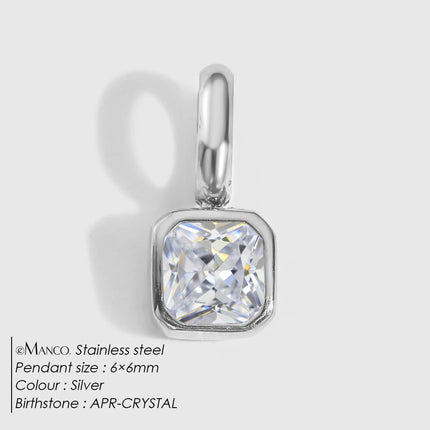 eManco 14K Gold Plated Octagon Metal Charms Stainless Steel Birthstone Pendant  for DIY Necklace Bracelet Jewelry