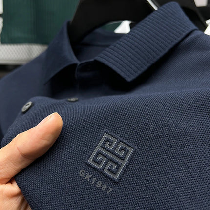 100% Cotton Breathable Polo Shirt, Short Sleeve Men's Branded T-shirt 2023, Summer High-End Embroidered Casual Loose Polo Shirt for Men