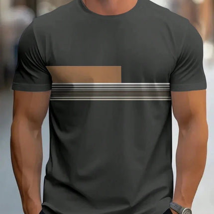Summer men's casual sports loose oversized simple letter pattern printed round neck short sleeved T-shirt top