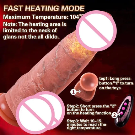 9" Thrusting Dildo Vibrator Sex Toys - Realistic Heated Liquid Silicone Dildo, Suction Cup Riding Moving Dildos for Vagina Anal