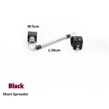 Metal Spreader Bar with Hanging Handcuffs Ankle PU Leathe Wrist Cuffs Restraint Kit BDSM Bondage Adult Game Adult Toys Harness