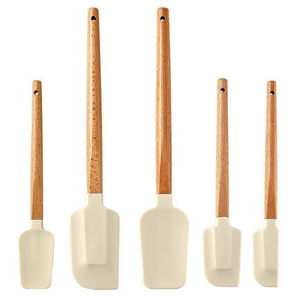 Silicone Scraper Scraper, Home Baking Wooden Handle Scraper, Cake Scraper, Cream Small Spatula Set