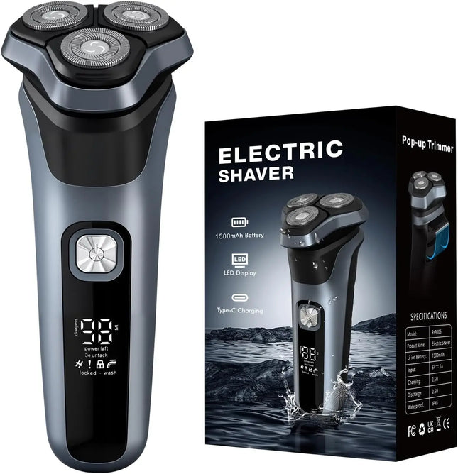 Sweker Electric Razor for Men Rechargeable Electric Shaver with Pop-up Trimmer for Sideburns and Travel Lock, IPX6 Waterproof