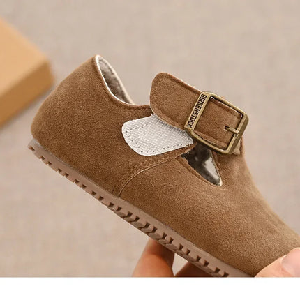 Children Flat Shoes Suede for Winter Kids Moccasins Non-slip Soft Sole 2024 Brand New Boys Girls Leather Shoes Warm Retro Trendy