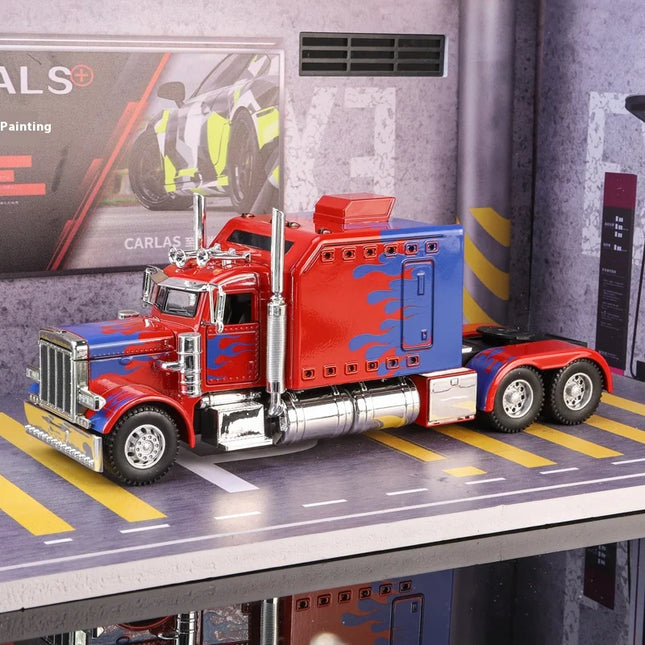 1:24 Peterbilt 389 alloy car model, with lighting and simulated sound effects, Toy Trucks for Boys gift