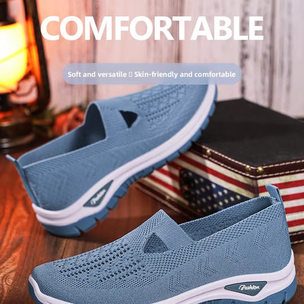2025 New Mesh Women Vulcanized Shoes High Quality Women Sneakers Slip On Flats Shoes Women Loafers Plus Size 42 Walking Flat