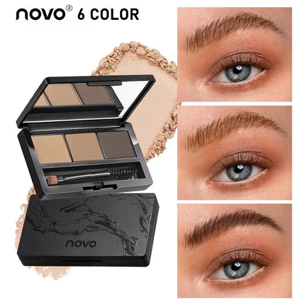 3-Color Eyebrow Powder Palette Set with Applicator Brush, Waterproof and Sweat-Resistant Eyebrow Powder, Long-Lasting
