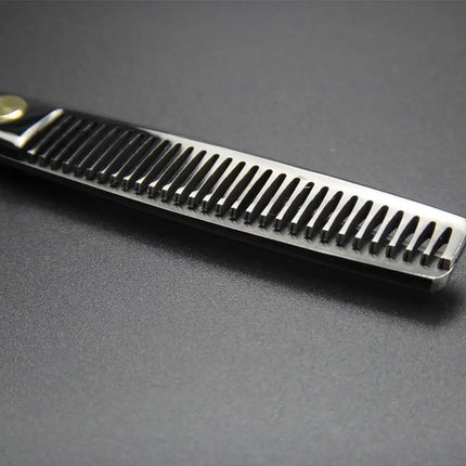 Japan 440C Titanium Qlating Barber Professional Scissors for Hairdresser 5.5 / 6.0 Cutting Thinning Black Hair Scissor Shears