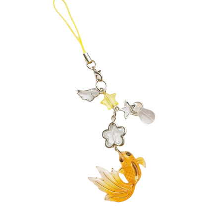 Plastic Lucky Koi Phone Pendant Crystal Beads Unique Mobile Phone Chain Simulation Fish Lightweight Beaded Keyring School