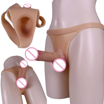 2style Silicone Hollow solid Dildo Pants Skin Feeling Male Strap-on Penis Extender Sleeve Delay Ejaculation 18+ sex toys for men