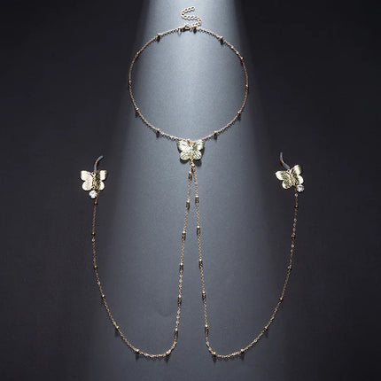 Female Gold Breast Clip Adjustable Butterfly Style Body Chain Fashion Accessory Massage Nipple SM Prop Adult Sextoy Sexy Shop18+
