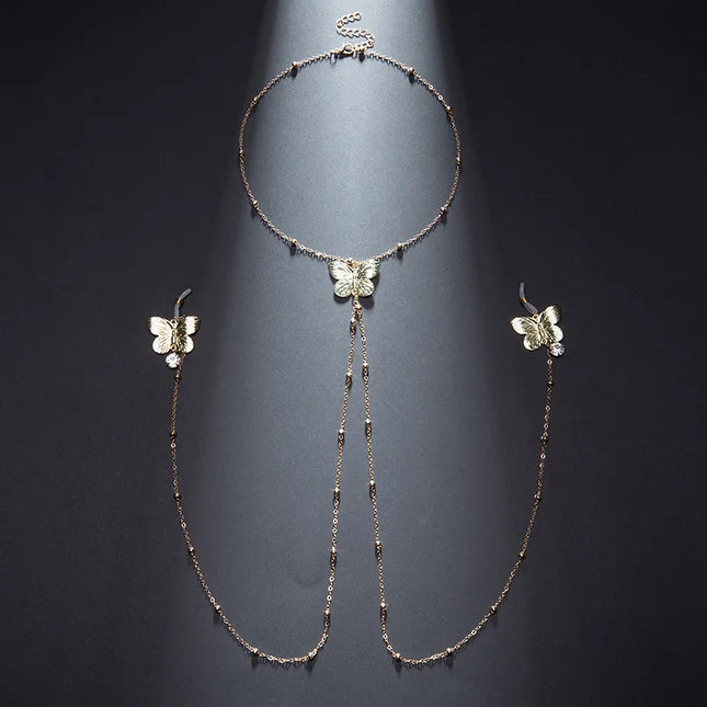 Female Gold Breast Clip Adjustable Butterfly Style Body Chain Fashion Accessory Massage Nipple SM Prop Adult Sextoy Sexy Shop18+