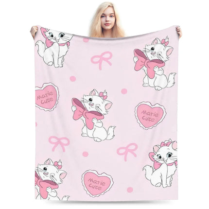 Aristocats Marie Cat Knitted Blankets Pink Wool Throw Blanket Summer Air Conditioning Portable Soft Warm Bedspread