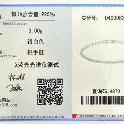 Sterling 925 Silver Jewelry 16cm to 19cm Tennis Bracelet 2mm Zirconia Anniversary Gift Genuine Sterling Silver Bracelet