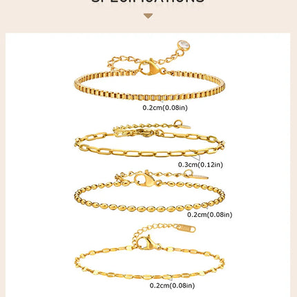 Non Tarnish Stainless Steel Bracelet Stackable for Women, Thin Herribone Chain Bracelet Waterproof Gold Plated Jewelry
