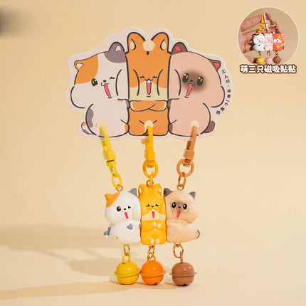 3Pcs Cartoon Rabbit Holding Fox Hug Puppy Keychain Magnetic Snap Animal Keys Chain Sets for Couple Friends Gift Keyring