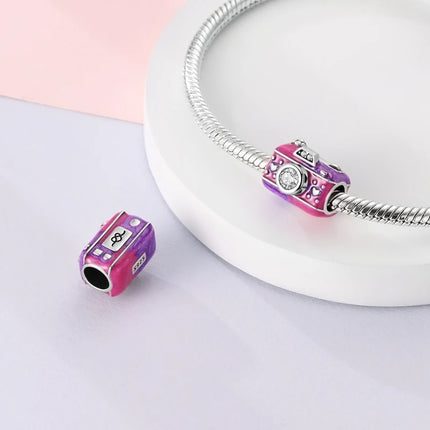 925 Sterling Silver Classic Purple Heart Shape Dragon Pegasus Butterfly Charms Beads Fit 3mm Original Bracelet DIY Jewelry Gift