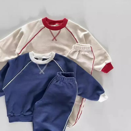 2025 Autumn New Baby Long Sleeve Clothes Set Infant Boys Solid Versatile Sweatshirt Suit Girls Casual Sports Set Kids Outfits