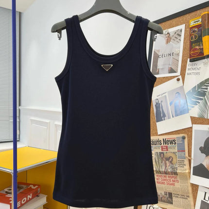 2025 Summer New Women's Simple and Versatile Slim Fit Sleeveless Vest Solid Color Sports Top