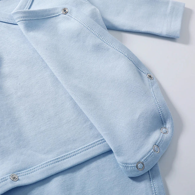 Newborn Baby Bodysuit 0-3 Months 100% Cotton Diagonal Snap Solid Color Long Sleeve Jumpsuits Baby Boy Girl Clothes