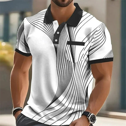 Men's Fashion Colorful Pattern 3D Digital Printing Design Short Sleeve Polo Shirt Quick Drying Comfortable Casual Basic Daily