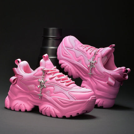 Women's fashion casual vulcanized shoes pure white platform high heels female Halloween punk style light women's sports shoes