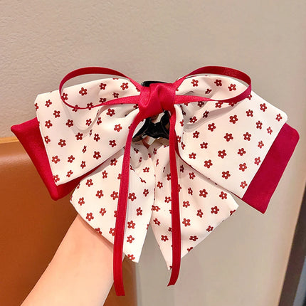 Sweet Hair Grab Girl Princess Red Bow Hairpin Polka Dot Children's Hair Clip Student Hair Claw For Kids