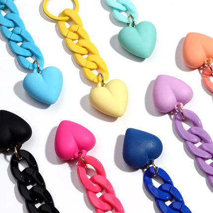 Handmade Heart Keychain Acrylic Plastic Link Chain Key Ring For Women Handbag Pendant Accessorie Car Keys Jewelry Gifts