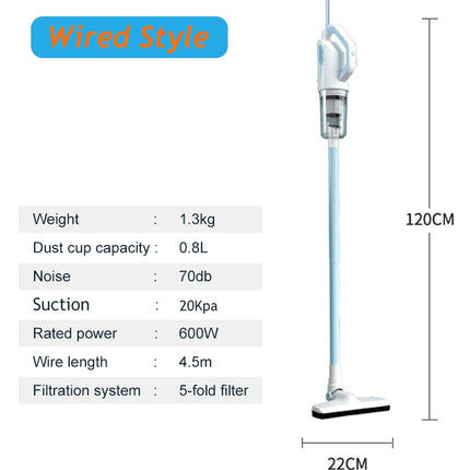 Vacuum Cleaner Corded 20Kpa Powerful Suction 600W Motor Stick Handheld Vaccum Cleaner for Home Pet Hair Carpet EU Plug