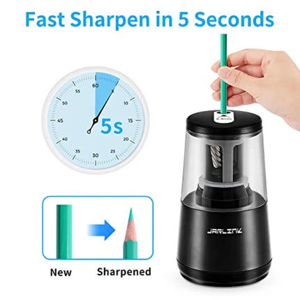 Electric Pencil Sharpener, Heavy-Duty Helical Blade to Fast Sharpen, Auto Stop for No.2/Colo Pencils 6-8mm,AC Adapter/Battery O