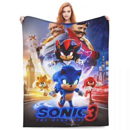Sonic Poster Blanket 100x150cm - Soft Warm Throw Bedspread / Couverture Sonic 100x150cm - Jeté Doux Chaud