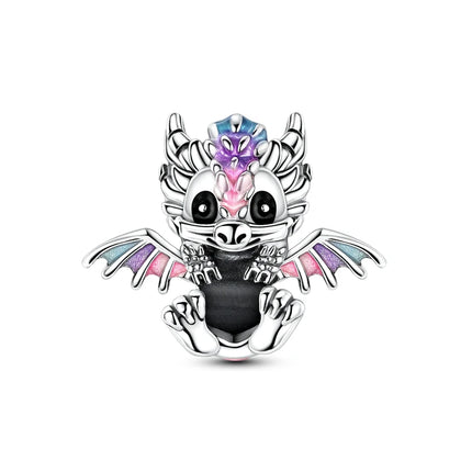 Hot Sale 925 Sterling Silver Sparkling Curled Dragon Charm Fits Bracelet Beautiful Jewelry Accessories Gifts