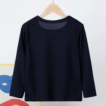 Children's Autumn Solid Color Simple Versatile Long-Sleeve T-shirt Boys' Casual Sports Shirt Girls' Fashion Round-Neck Sweatshirt