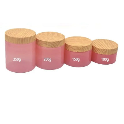 25pcs/lot Empty 100-250g Eye/Face Cream Jar Facial Mask Plastic Makeup Container Lotion Cosmetic Bottle With Imitation Wood Lid