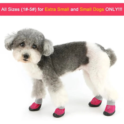 Breathable Mesh Small Dog Shoes, Anti-Slip Rubber Sole, Adjustable Paw Protectors for Hot Pavement, Walking Running Boots Summer