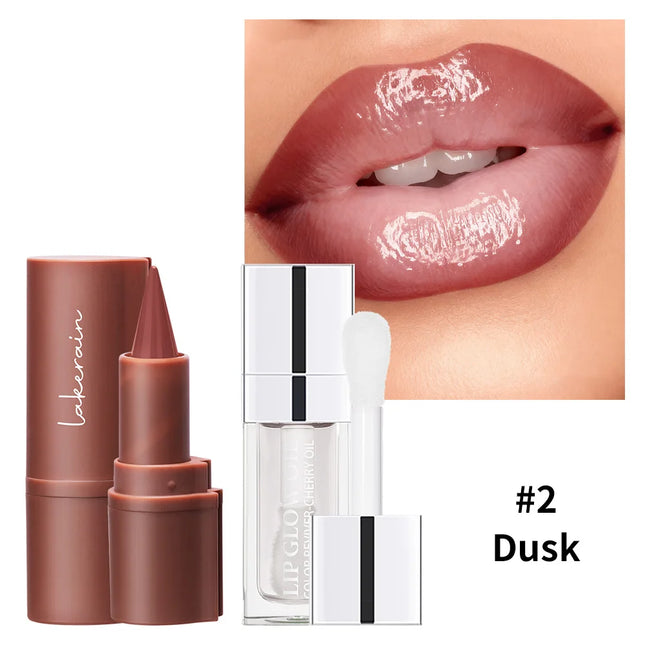 3D Lip Gloss & Lip Liner Set Hydrating Formula Define Lips Precision Application Versatile Makeup Styles Natural Finish Cosmetic