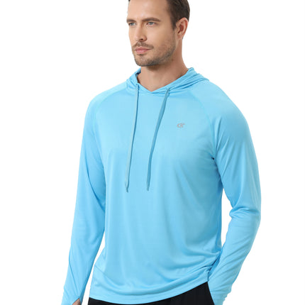 Summer Men Fishing Shirts Cooling Hoodie Men's Long Sleeve UPF 50+ Rash Guard Hoodie Tracksuit Running Hiking Jogger Shirt