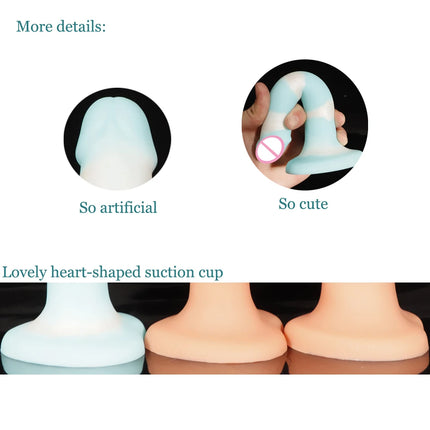 Little Thin Dick Realistic Dildo Anal for The Beginner Soft Silicone Penis with Lovely Heart Shaped Suction Cup Anal Sex Toys