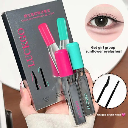 Mascara Remover Set Gentle Formula Waterproof Makeup Removal Dual Effect Eyelash Cleanser Nourishing Care Portable Travel Tools
