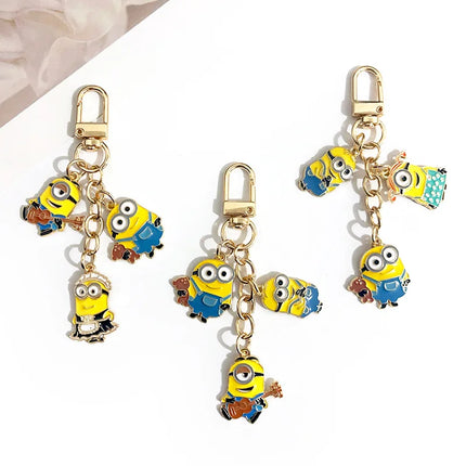 Minions Keychain Earphone Case Pendant Keyring U Disk Charm Car Key Accessories Couples Pendants, Decorations Gift for Friends