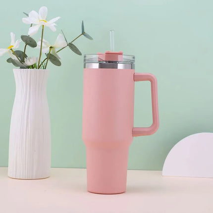 Mug Tumbler 40oz with Straw Handle Coffee Insulated 304 Stainless Steel Car Cup Keeps Cold Beer with Lids Tumbler Thermos Cup
