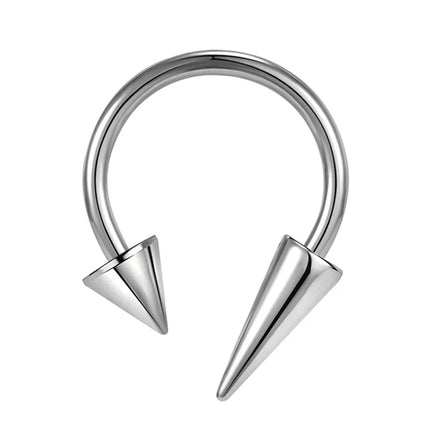 16G Cone Septum Ring Stainless Steel Horseshoe Nose Piercing Spike Lip Rings Black Color Tragus Helix Earring Body Jewelry