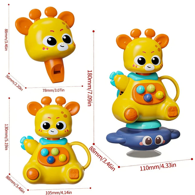Interactive Giraffe Toy with Suction Cup, 360° Rotation ，ABS - Motor Skills Development Toy  (Christmas/Halloween Gift)