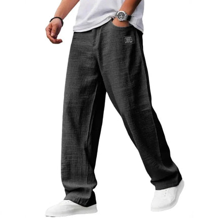 Men's Solid Color Loose Wide Leg Pants Summer Lightweight Casual Straight Trousers Youth Streetwear Fashion Long Pants