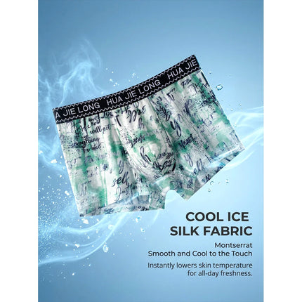 1/3PCS Fashion Letter Print Men's Underpants Summer Thin Smooth Ice Silk Men's Panties Breathable Mesh Crotch Underwear for Man