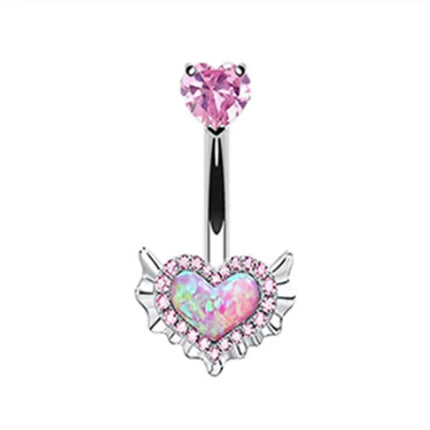 1PCS Stainless Steel CZ Belly Button Piercing Heart Navel Barbell Jewelry Butterfly Belly Button Ring Sexy Navel Ring For Women